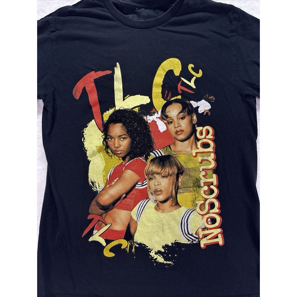 TLC No Scrubs Short Sleeve Tee T-Shirt Black 90's Music Size Small